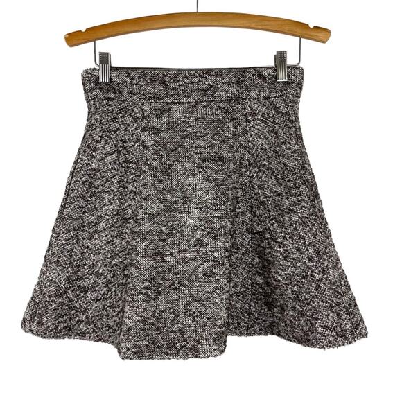 TIBI brown cream wool speckled mini skater preppy light academia skirt small - Picture 1 of 4